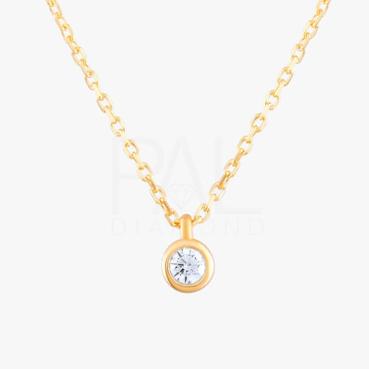 18k Diamond 0.08 Carat Solitaire Neklace, 14k Gold Dainty Diamond Solitaire Necklace, Bezel Setting Solitaire Necklace, Bridal Necklace