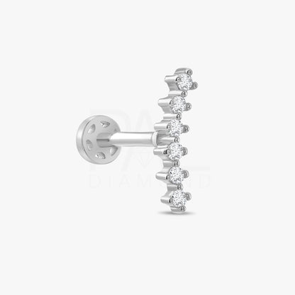 18k Diamond Curved Tragus Earring, 14k Solid Gold Diamond Cluster Cartilage Tragus Piercing, Diamond Tragus Piercing for Women, Gold Tragus