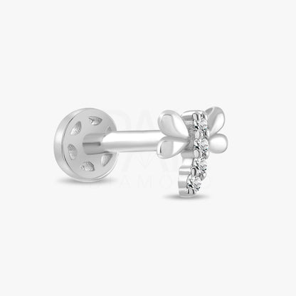 18k Solid Gold Diamond Dragonfly Tragus Piercing, 14k Natural Diamond Dragonfly Tragus Earring, Dainty Diamond Tragus Piercing for Women