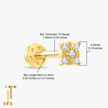18k Diamond Tragus Piercing, 14k Solid Gold Diamond Tragus Earring, Natural Diamond Tragus Earring, Cartilage Gold Tragus Piercing
