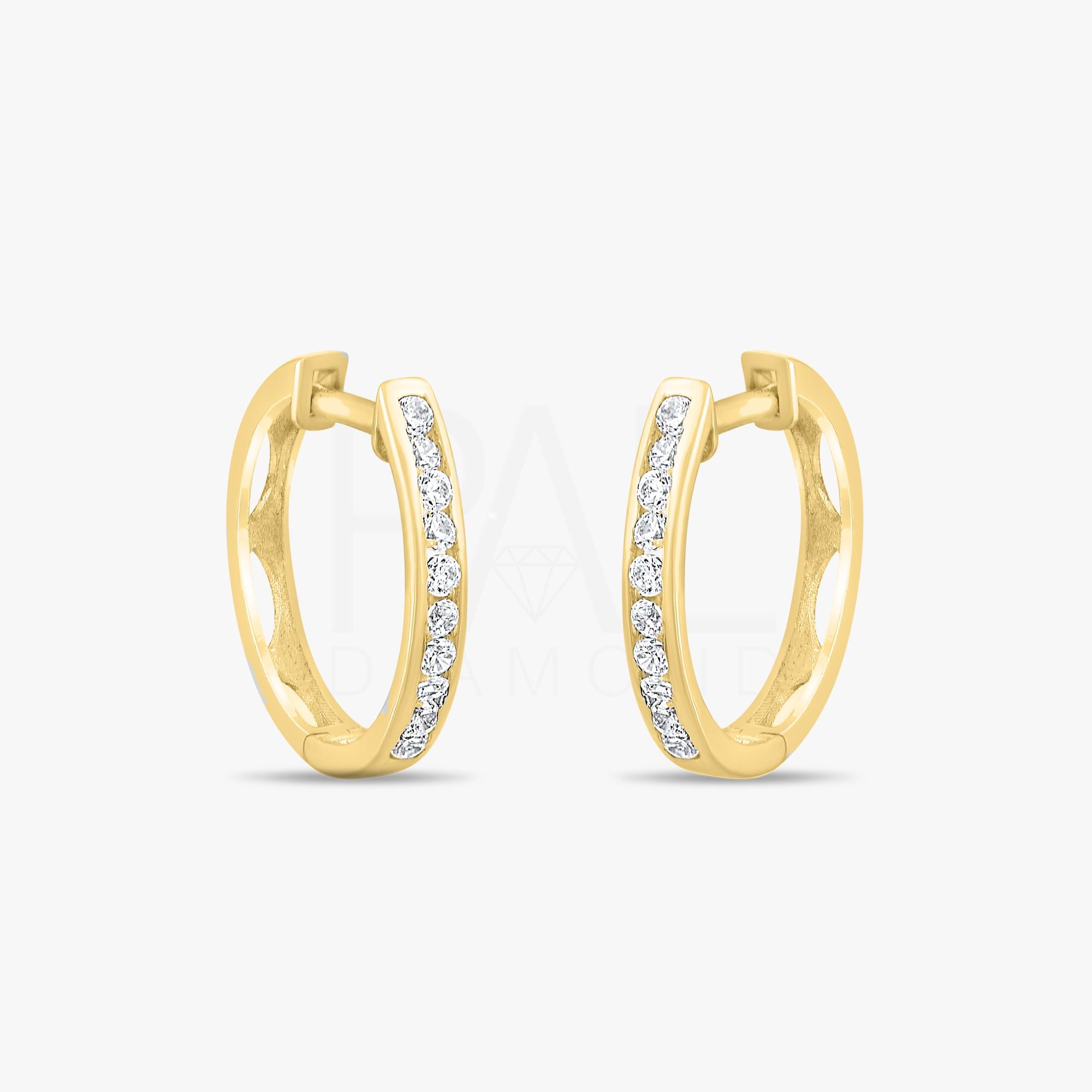 Diamond Earrings , Diamond Hoop Earrings, 18k Gold Diamond Dainty Earrings, Geniue Diamond for Women Hoop Earrings, Gold Huggie Earrings