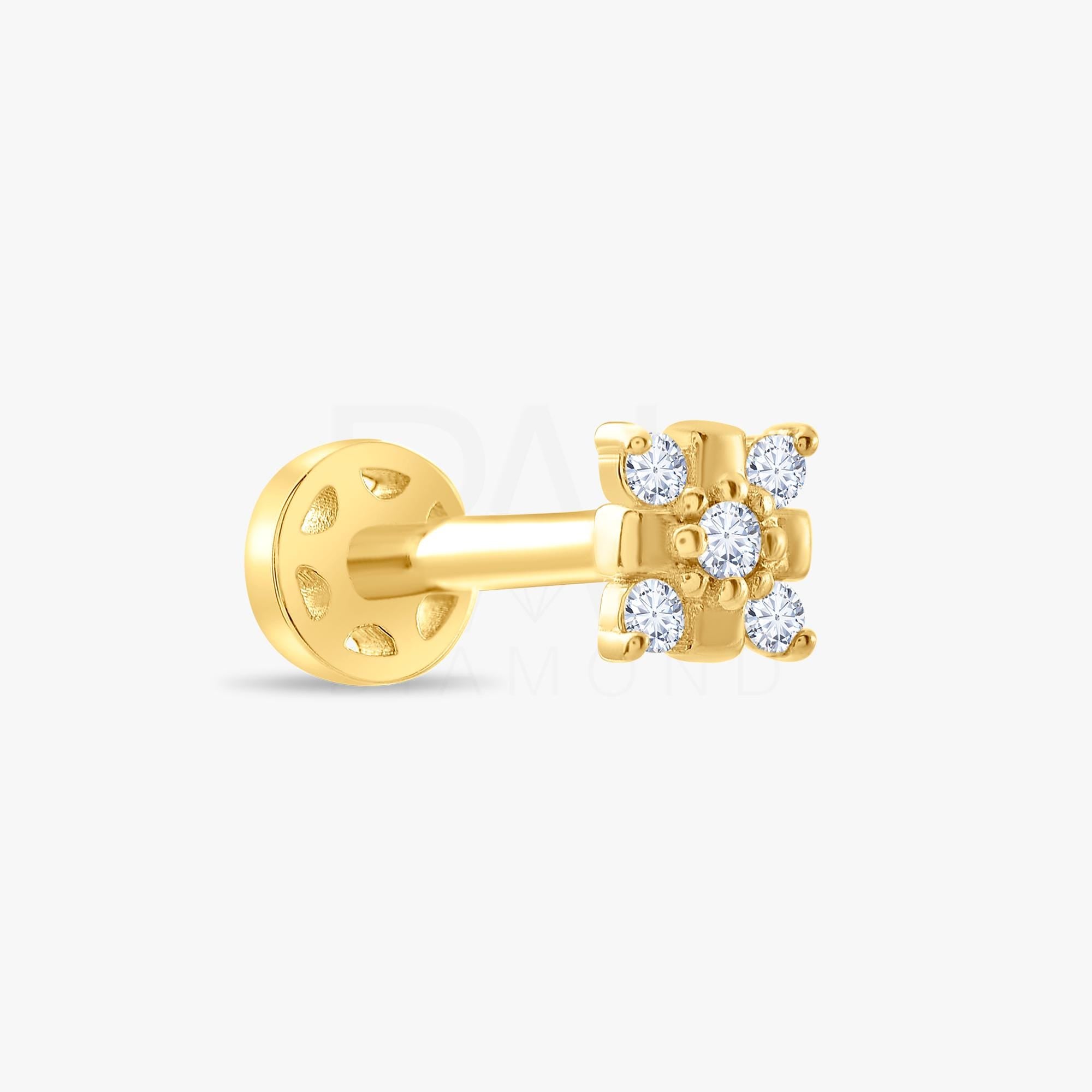 18k Diamond Tragus Piercing, 14k Solid Gold Diamond Tragus Earring, Natural Diamond Tragus Earring, Cartilage Gold Tragus Piercing