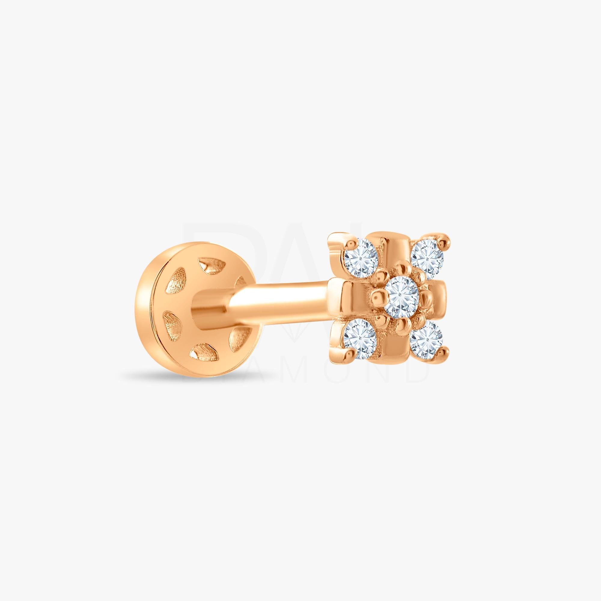 18k Diamond Tragus Piercing, 14k Solid Gold Diamond Tragus Earring, Natural Diamond Tragus Earring, Cartilage Gold Tragus Piercing