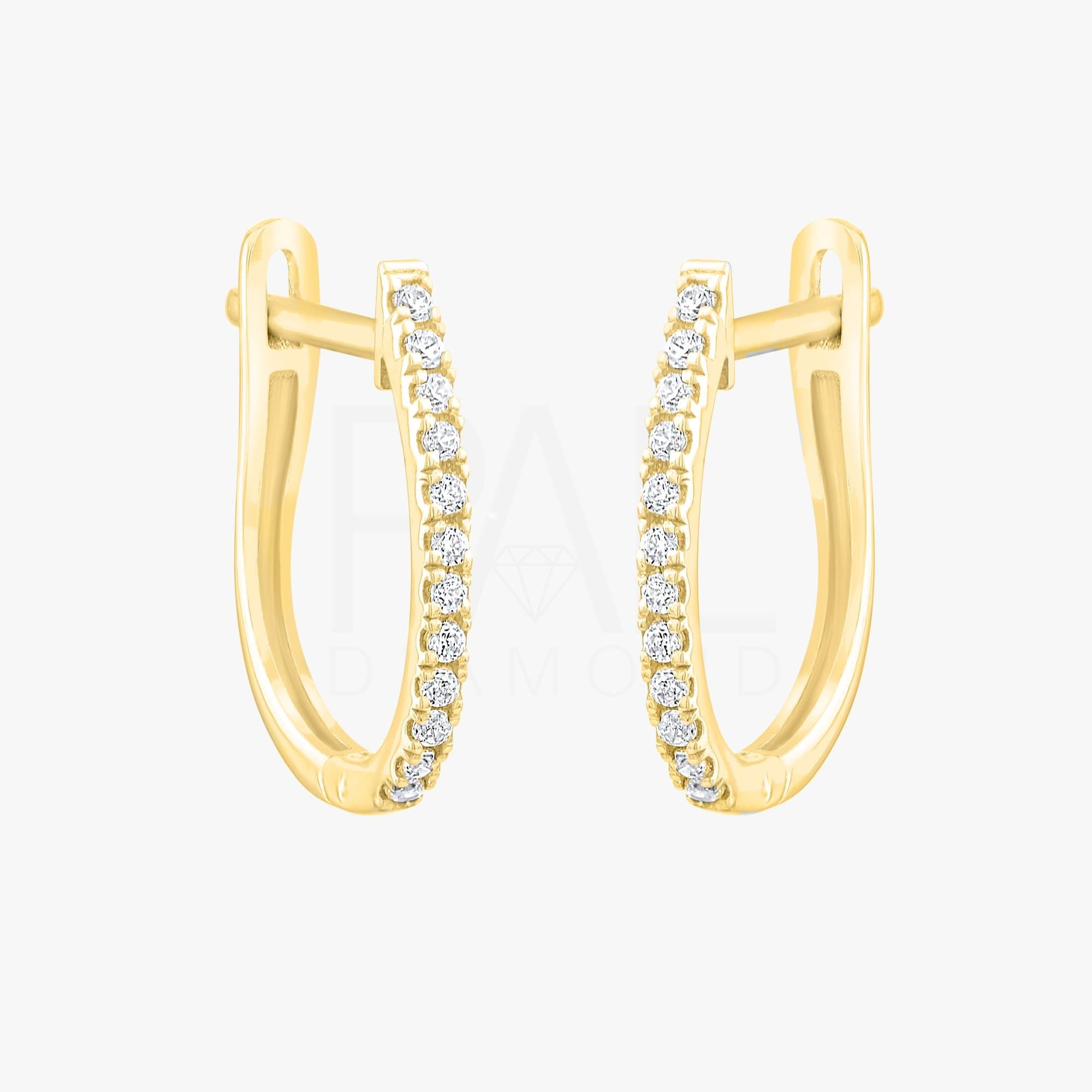 18k Diamond Hoop Earrings, 14k Diamond Huggie Earrings, Solid Gold Diamond Cartilage Earrings, Dainty Hoop Diamond Earrings