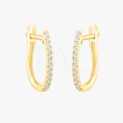 18k Diamond Hoop Earrings, 14k Diamond Huggie Earrings, Solid Gold Diamond Cartilage Earrings, Dainty Hoop Diamond Earrings