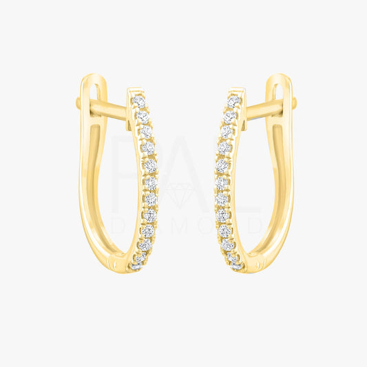 18k Diamond Hoop Earrings, 14k Diamond Huggie Earrings, Solid Gold Diamond Cartilage Earrings, Dainty Hoop Diamond Earrings