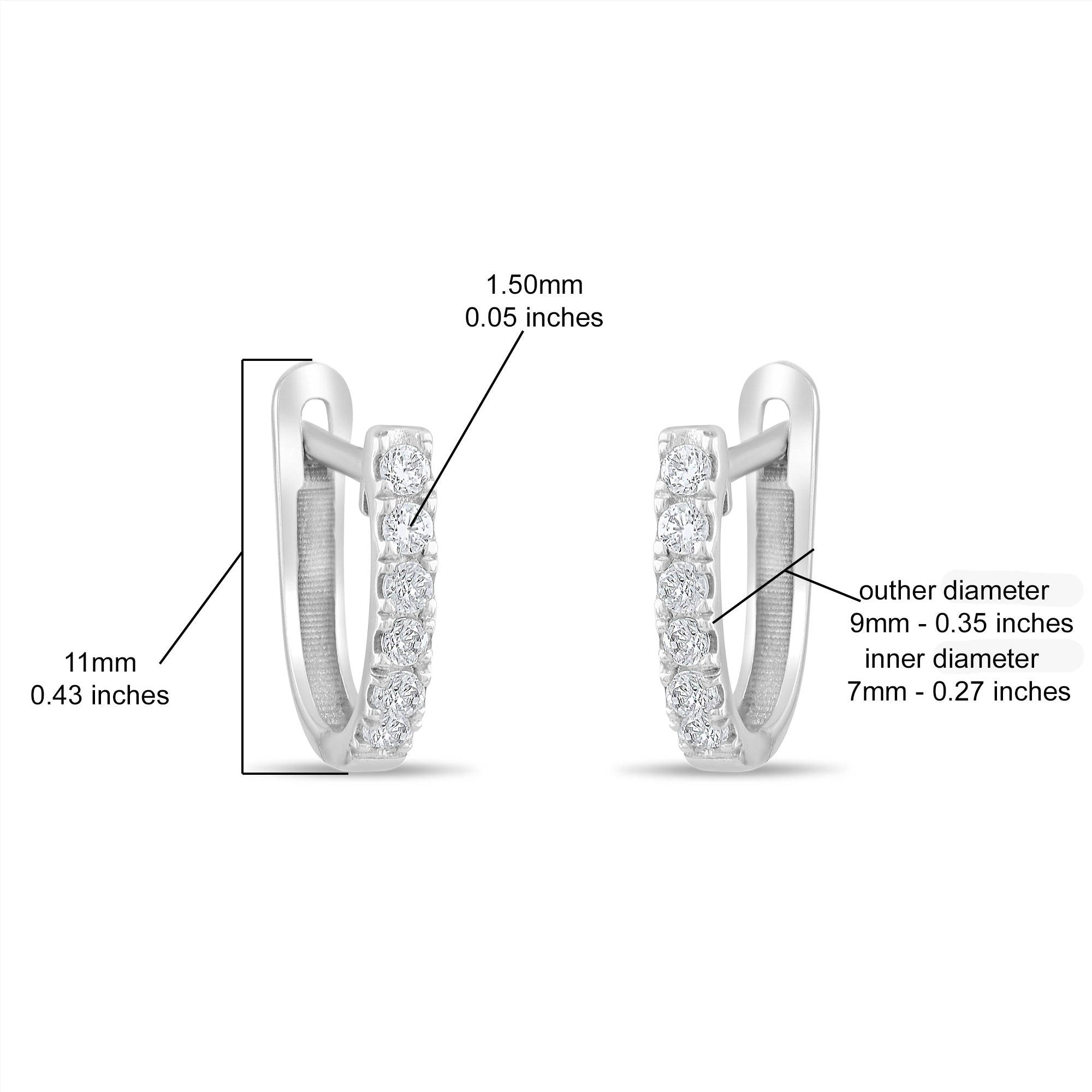 18k Diamond Hoop Earrings 14k Solid Gold Diamond Huggie Earrings