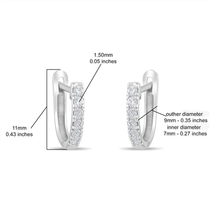 18k Diamond Hoop Earrings 14k Solid Gold Diamond Huggie Earrings
