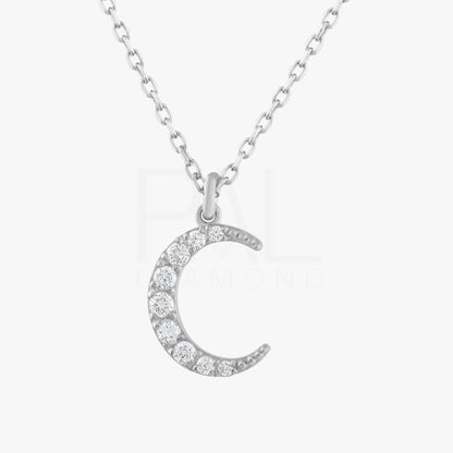 18k Solid Gold Diamond Crescent Necklace 14k Diamond Moon Necklace