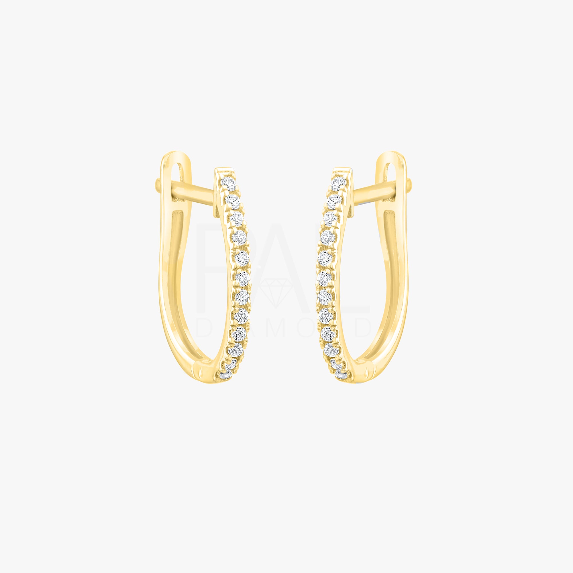 Handmade Diamond Huggie Earrings 14k 18k Solid Gold 9mm U-Hoop Dainty Jewelry