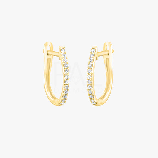 Handmade Diamond Huggie Earrings 14k 18k Solid Gold 9mm U-Hoop Dainty Jewelry