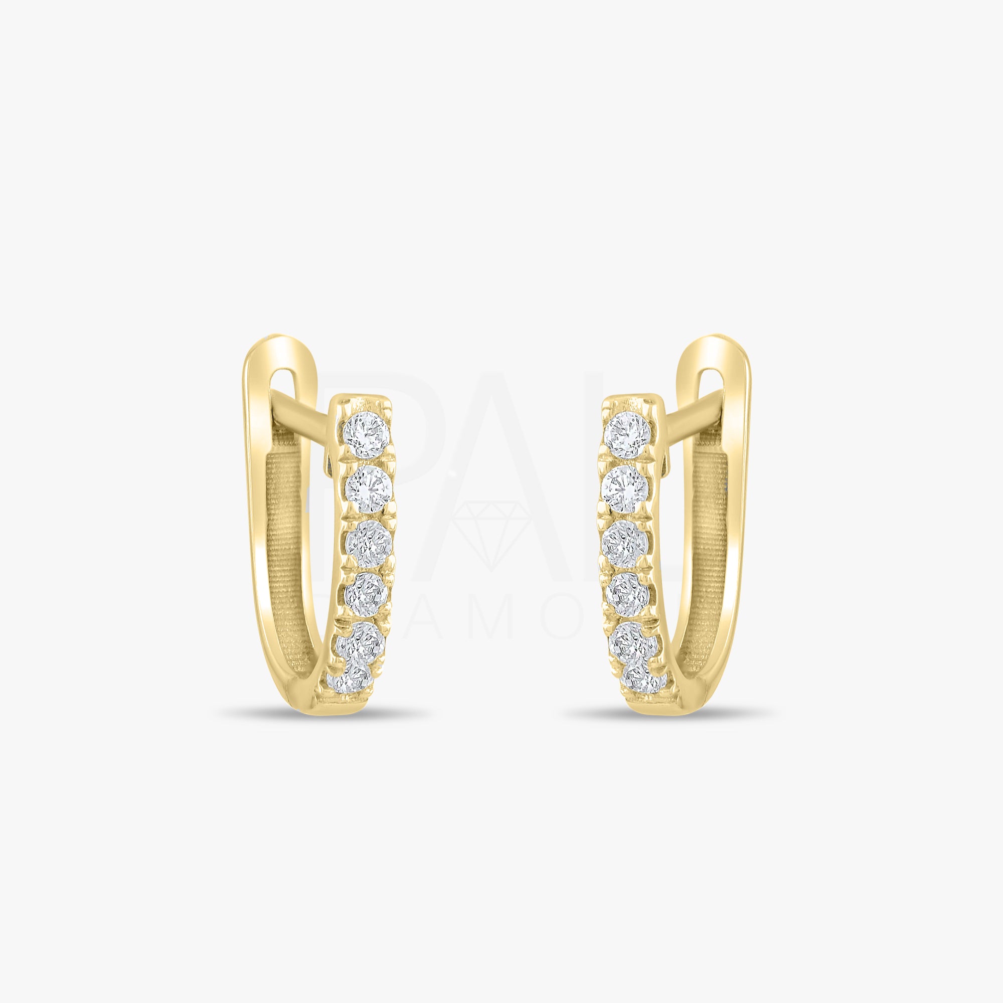 18k Diamond Hoop Earrings 14k Solid Gold Diamond Huggie Earrings