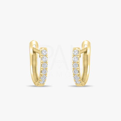 18k Diamond Hoop Earrings 14k Solid Gold Diamond Huggie Earrings