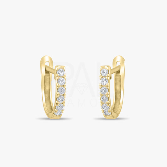 18k Diamond Hoop Earrings 14k Solid Gold Diamond Huggie Earrings